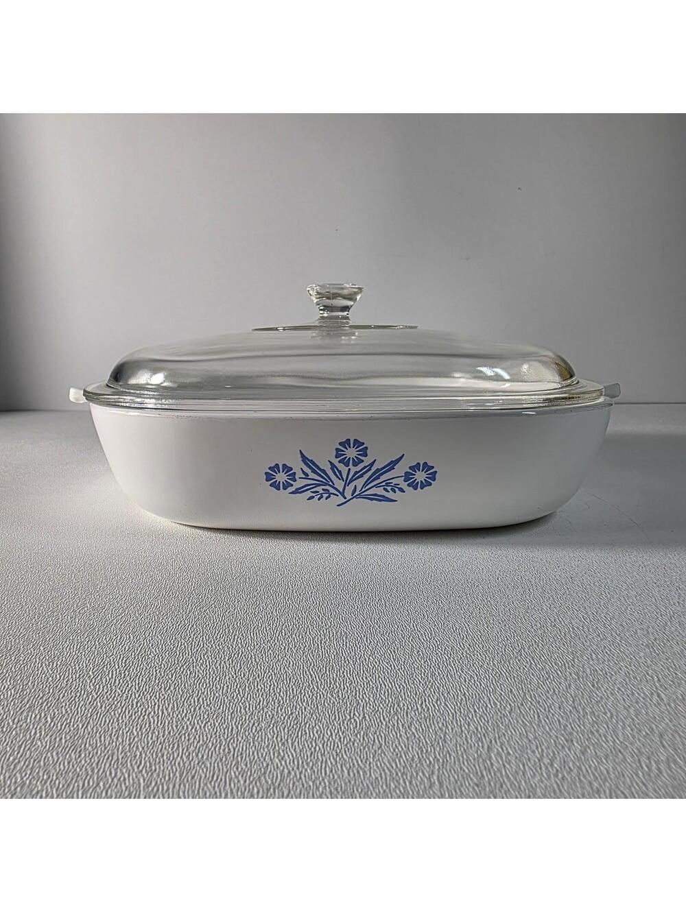 Rare Vintage Corning Ware Blue Cornflower 10 In P-10-B W/ Lid
